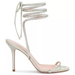 Gedebe x Bronx & Bianco Anna Silver Rhinestone Strappy Sandal NWOT
